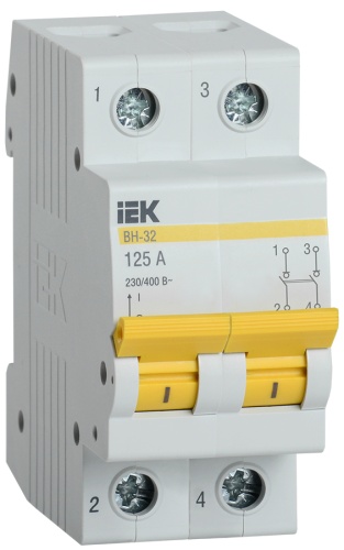 Выключатель нагрузки (мини-рубильник) ВН-32 2Р 125А | код MNV10-2-125 | IEK
